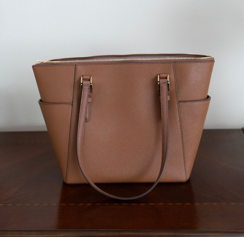 Michael Kors Charlotte Large Saffiano Leather Top-Zip Tote Bag