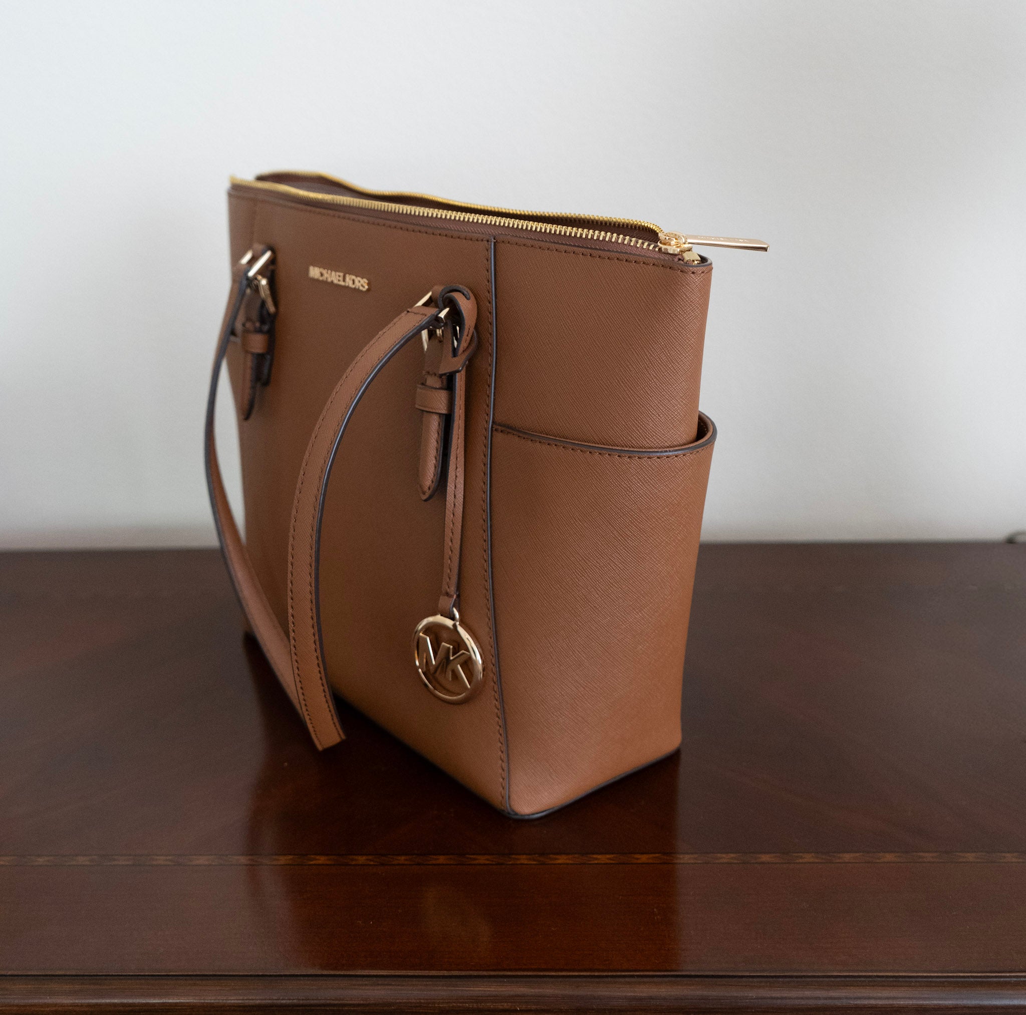 Michael Kors Charlotte Large Saffiano Leather Top-Zip Tote Bag