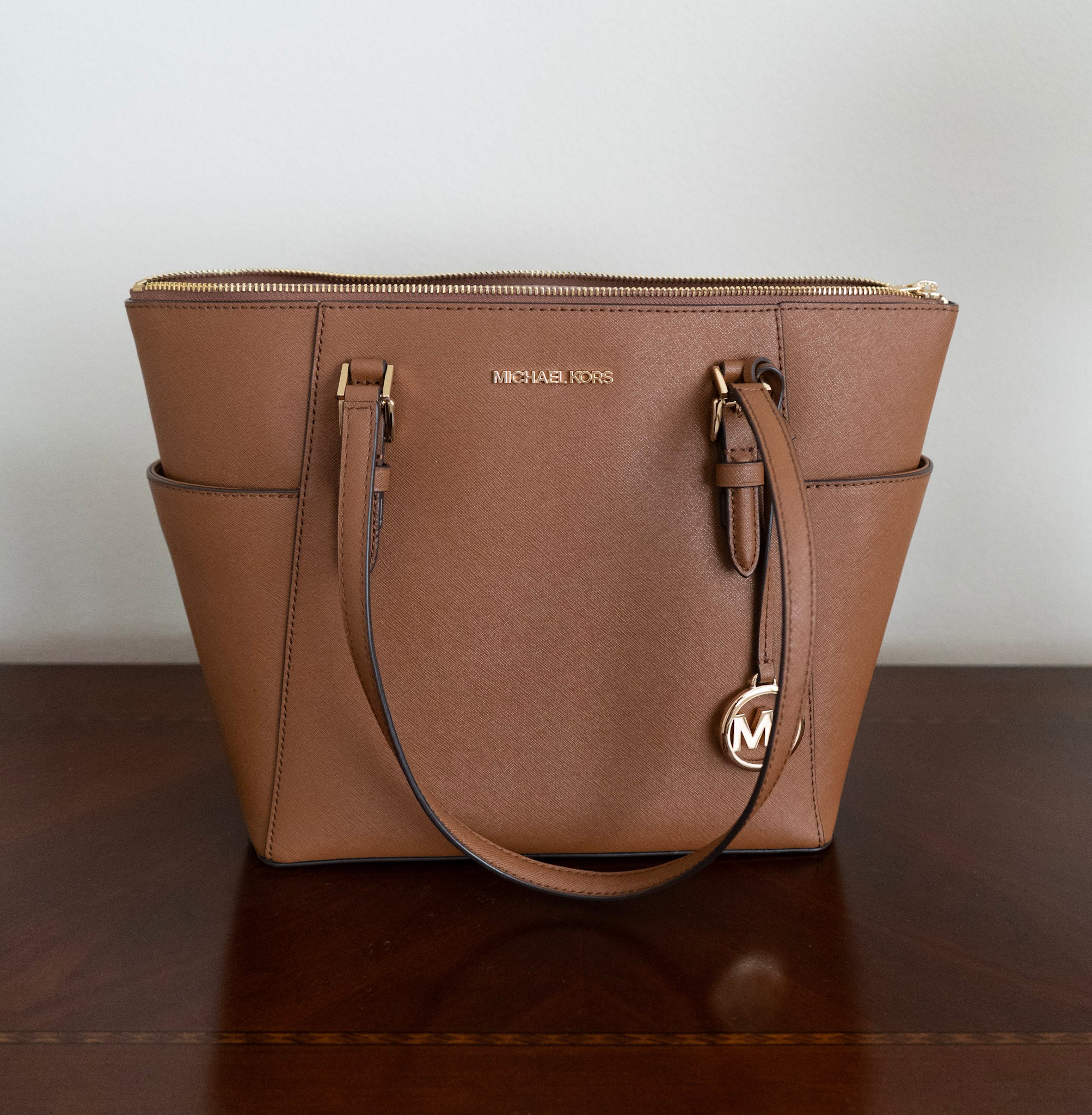 Michael Kors Charlotte Large Saffiano Leather Top-Zip Tote Bag