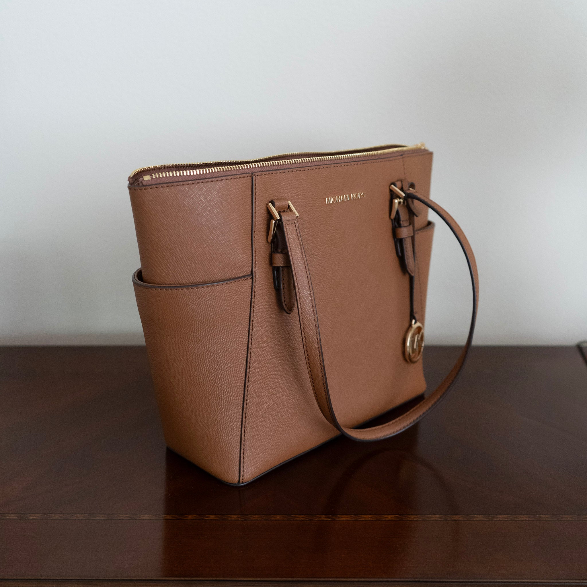 Michael Kors Charlotte Large Saffiano Leather Top-Zip Tote Bag