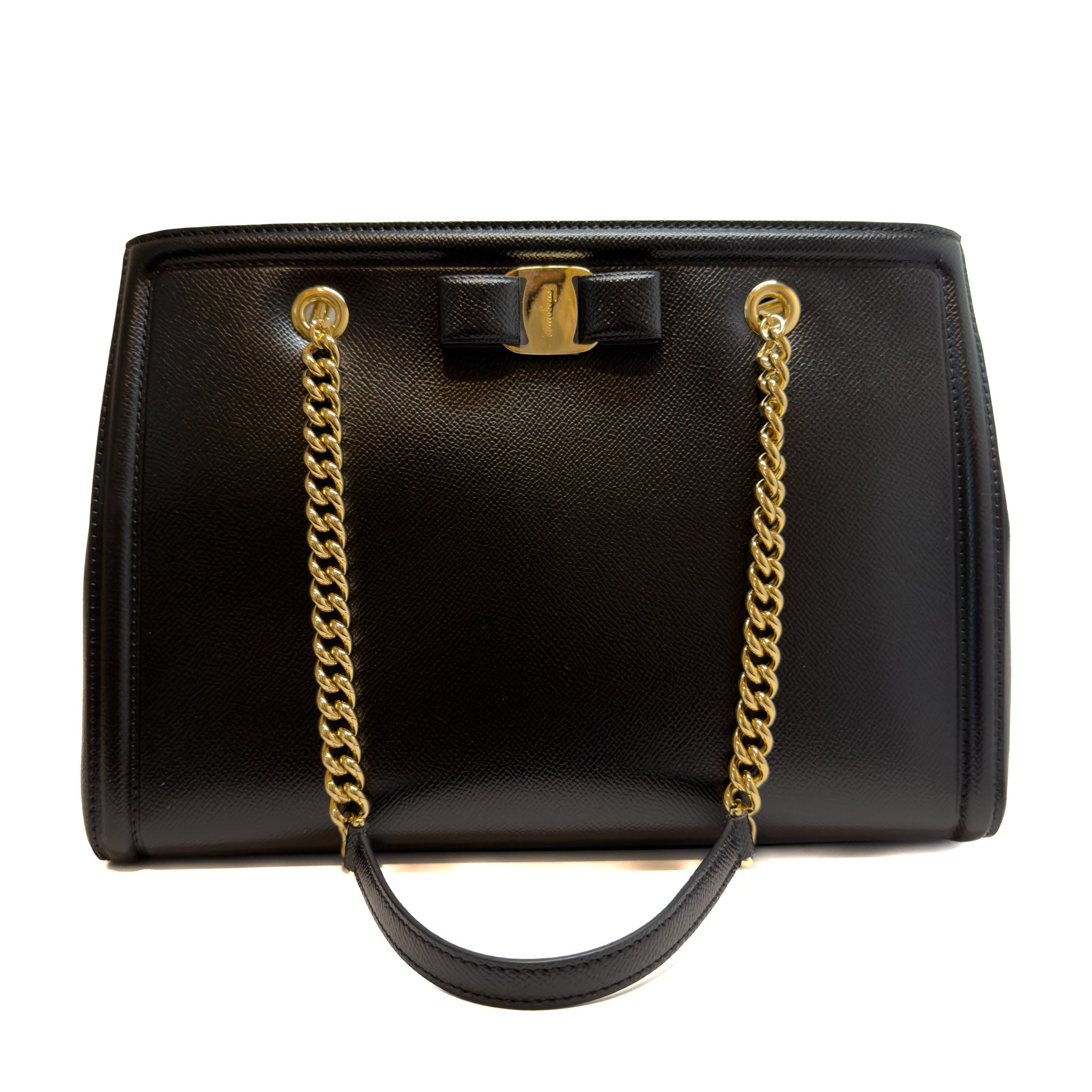 Ferragamo Melike Nero Pebbly Calf Leather
