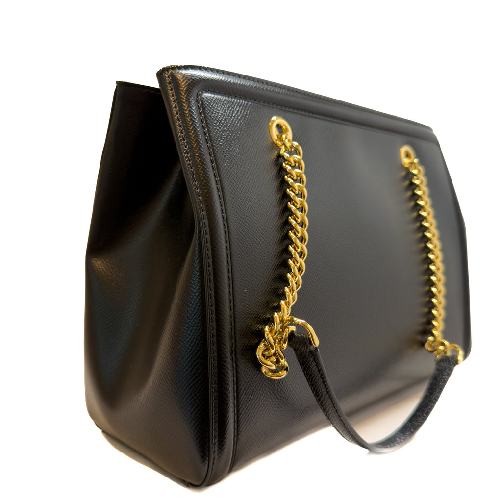 Ferragamo Melike Nero Pebbly Calf Leather
