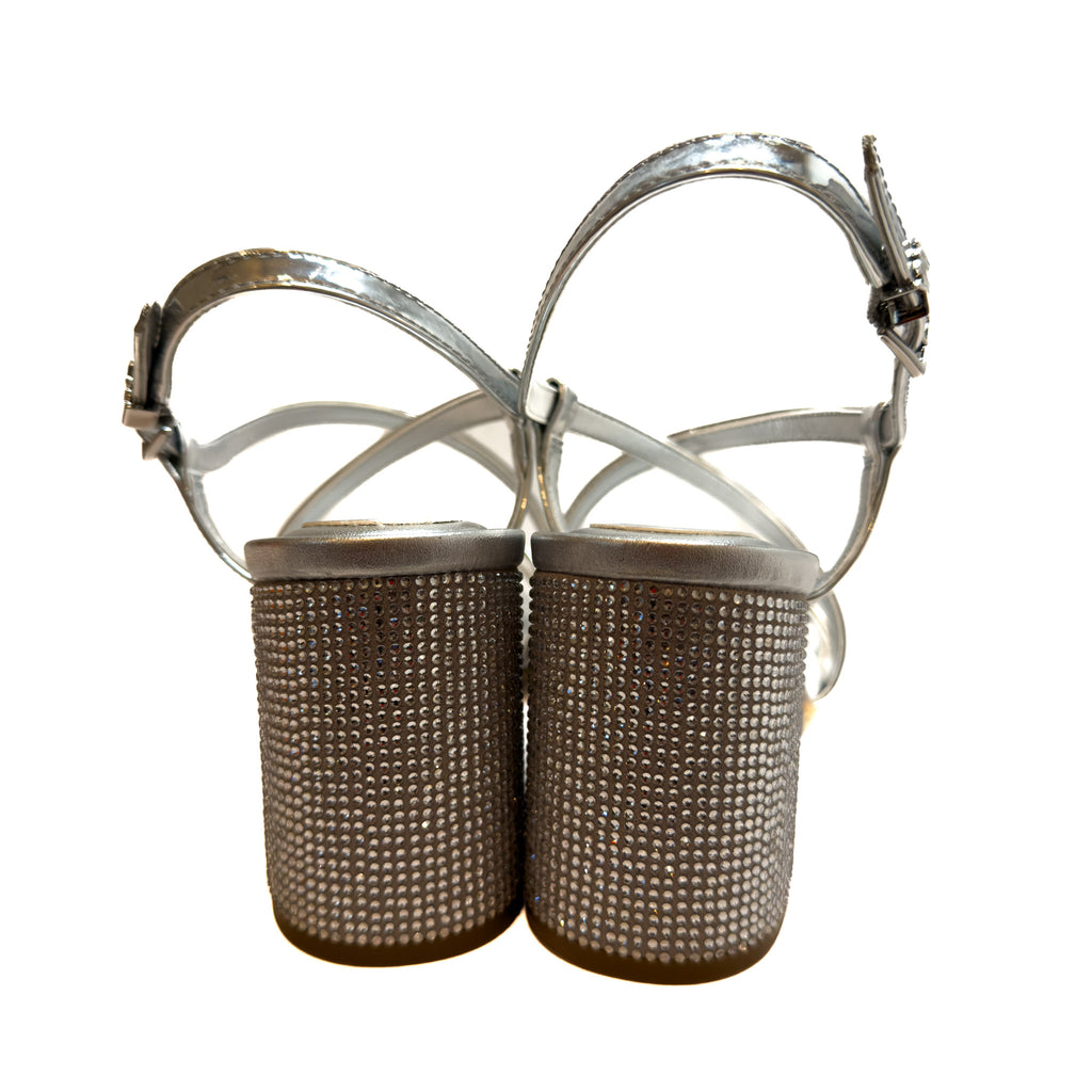 Michael Kors Metallic Silver Lana Block Heel Sandal - Size 8M