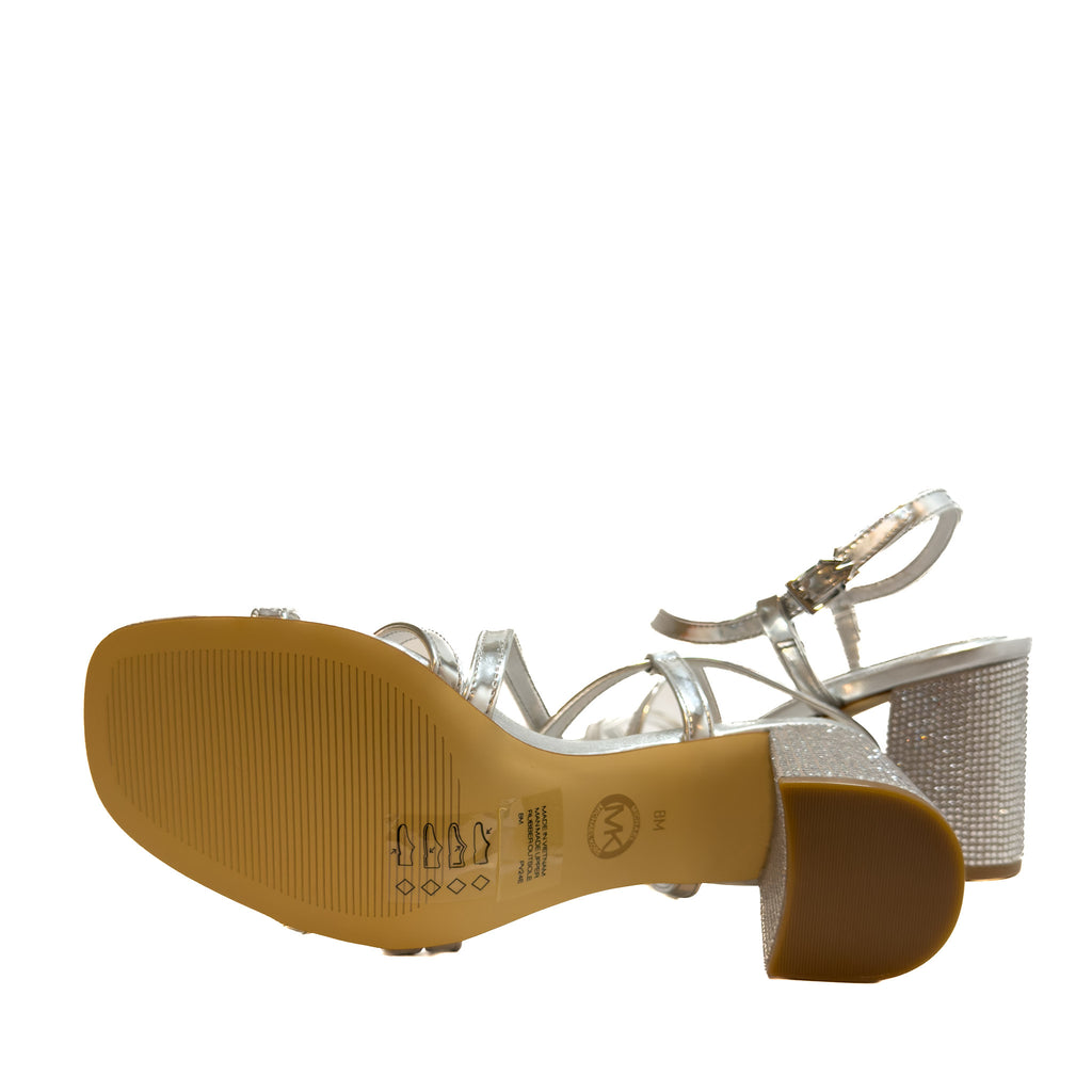 Michael Kors Metallic Silver Lana Block Heel Sandal - Size 8M