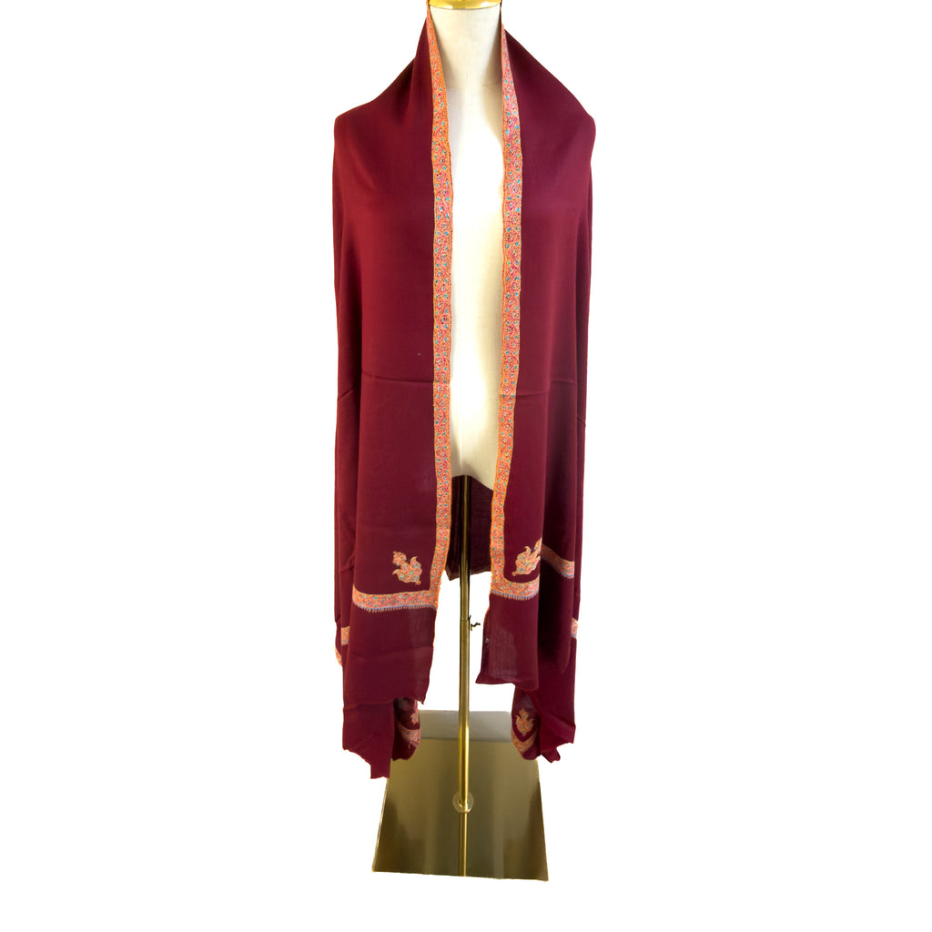 Maroon 100% Pure Pashmina Shawl