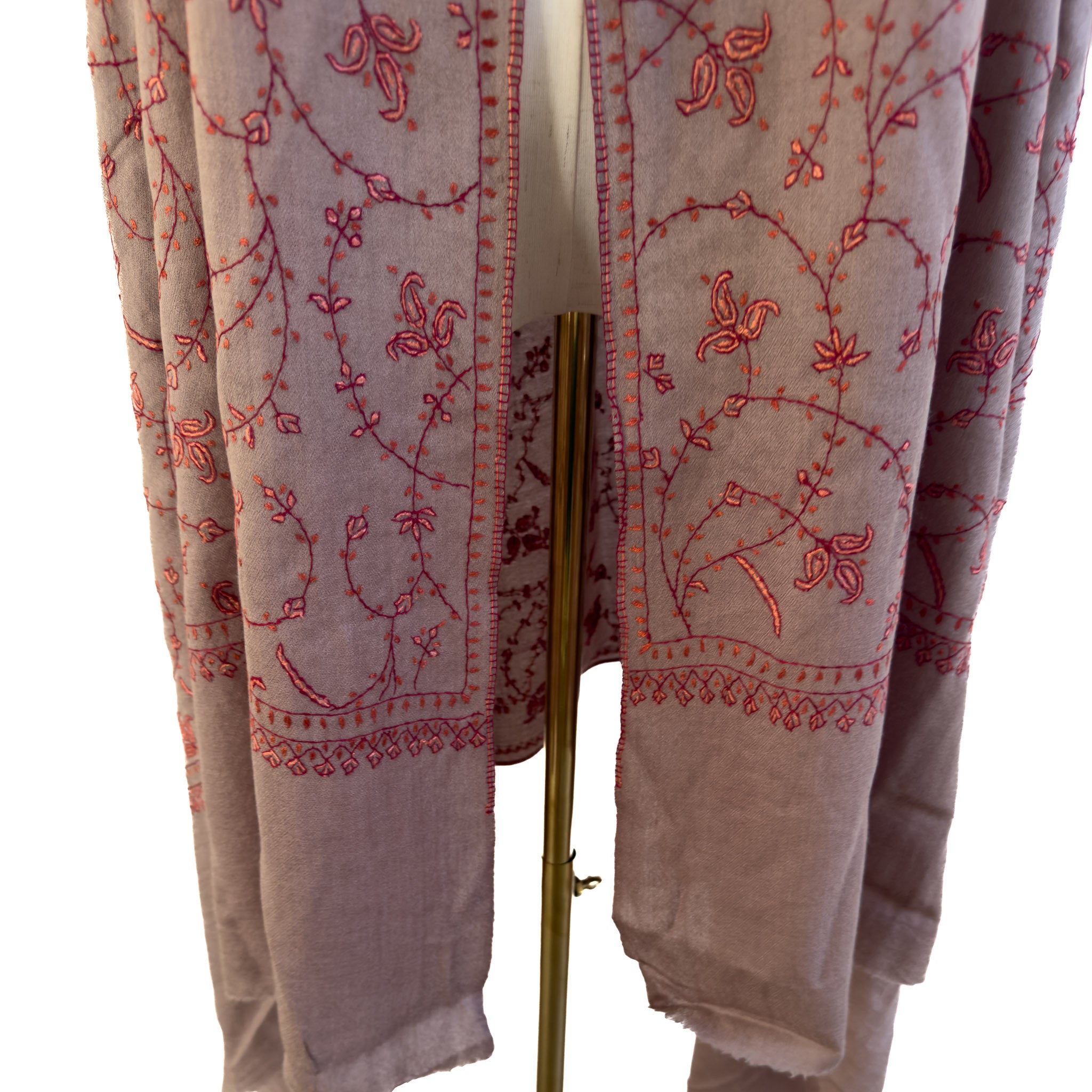 Beige Full Embroidered 100% Pure Pashmina Shawl