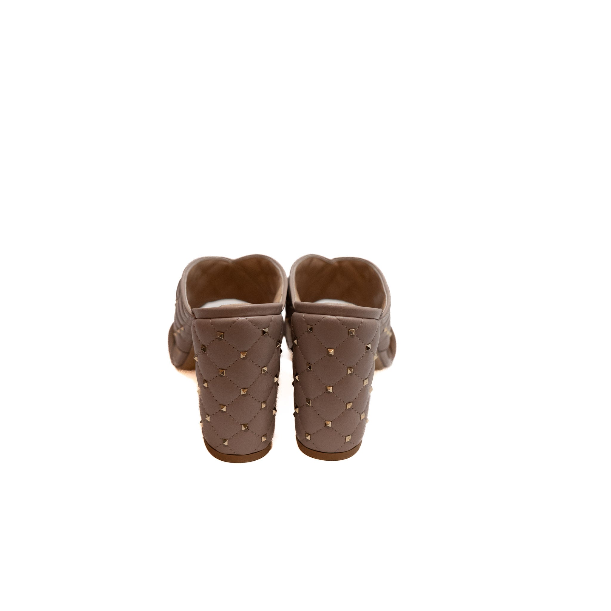 Valentino Pink Leather Rockstud Mules - Size 39