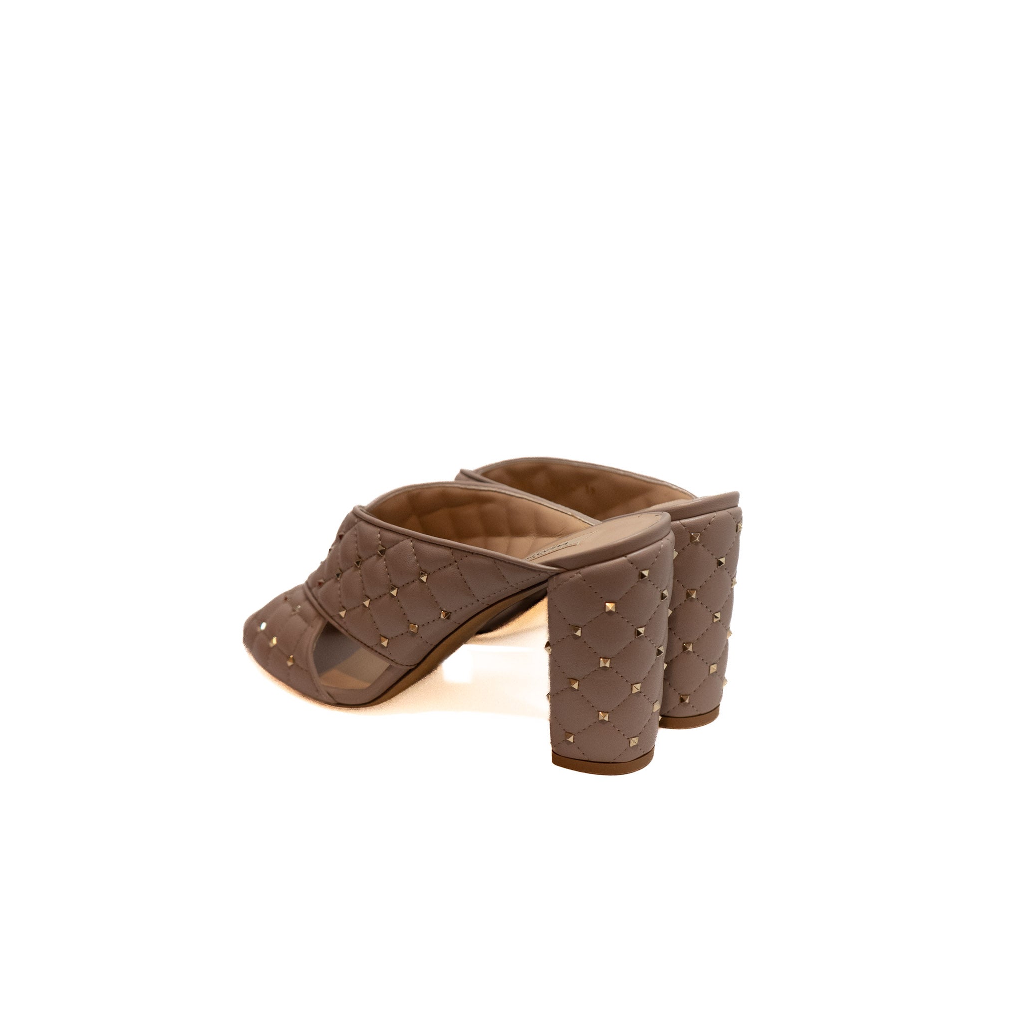 Valentino Pink Leather Rockstud Mules - Size 39