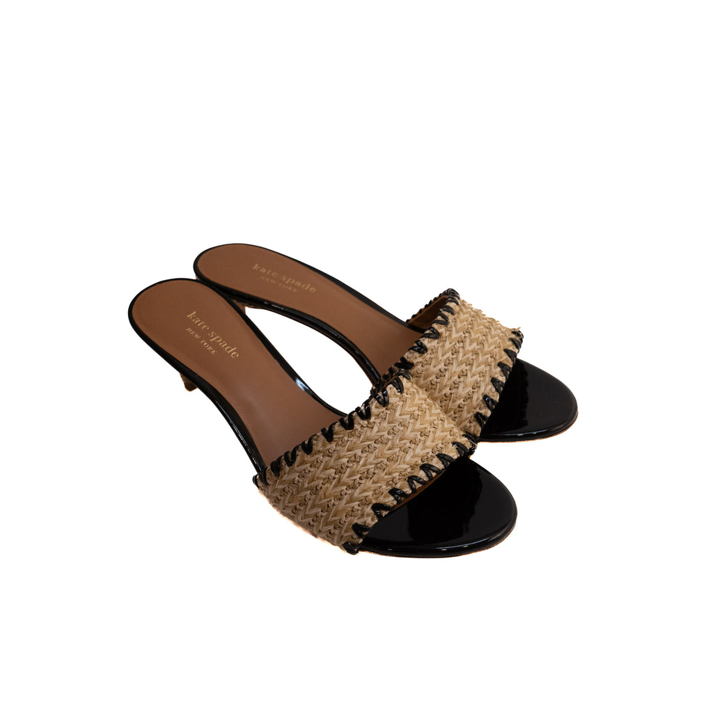 Kate Spade Straw Whipstitch Trim Slides - Size 8.5B