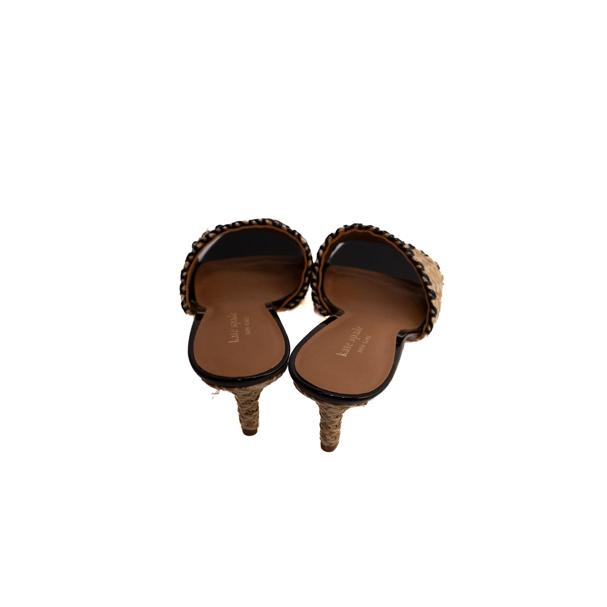 Kate Spade Straw Whipstitch Trim Slides - Size 8.5B