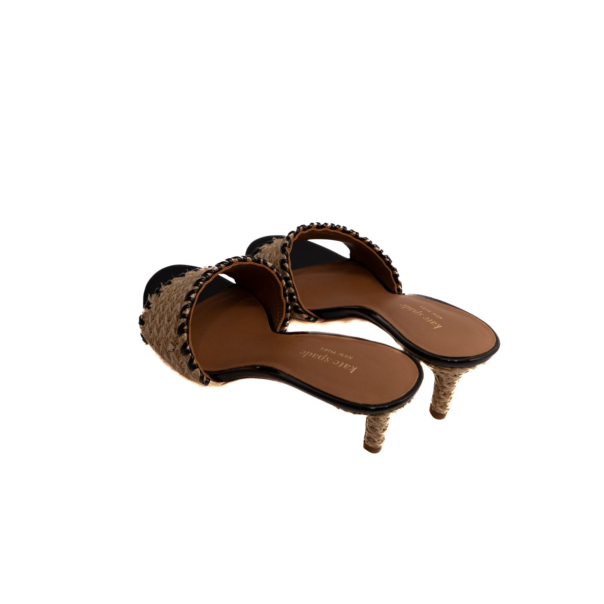 Kate Spade Straw Whipstitch Trim Slides - Size 8.5B