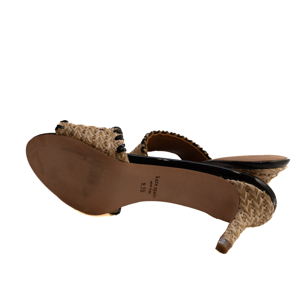 Kate Spade Straw Whipstitch Trim Slides - Size 8.5B