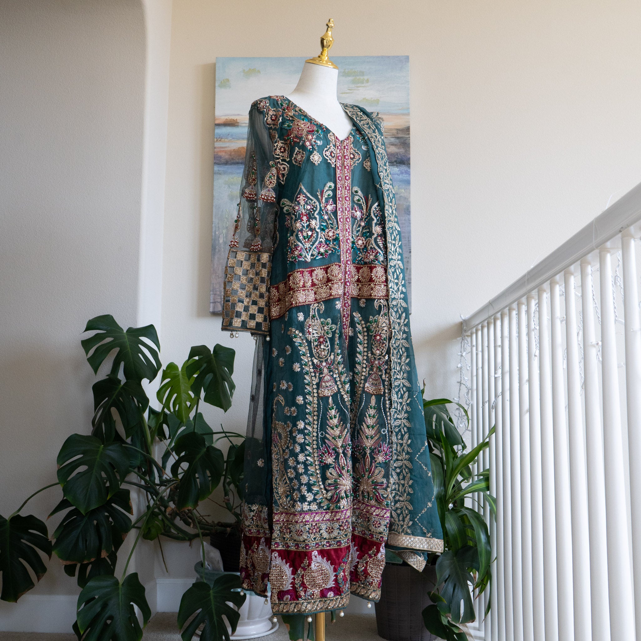 Crimson X Saira Shakira Teal Wedding Collection - Size Large