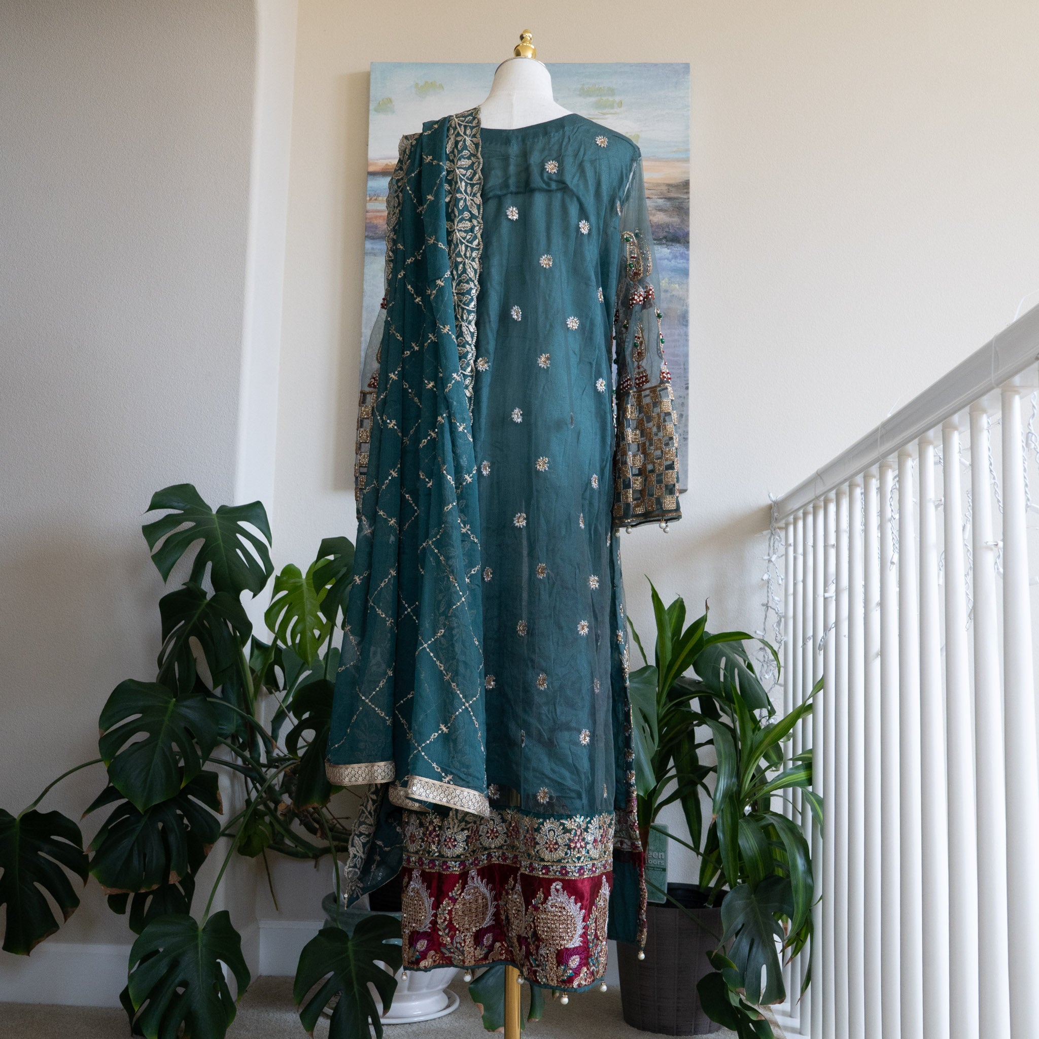 Crimson X Saira Shakira Teal Wedding Collection - Size Large