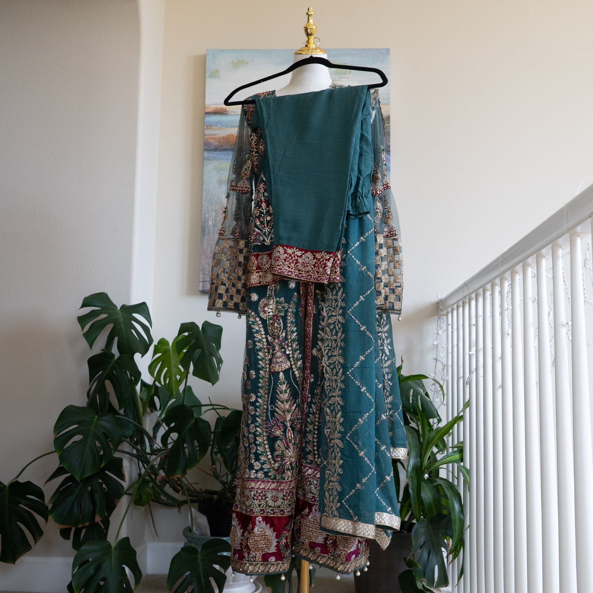 Crimson X Saira Shakira Teal Wedding Collection - Size Large