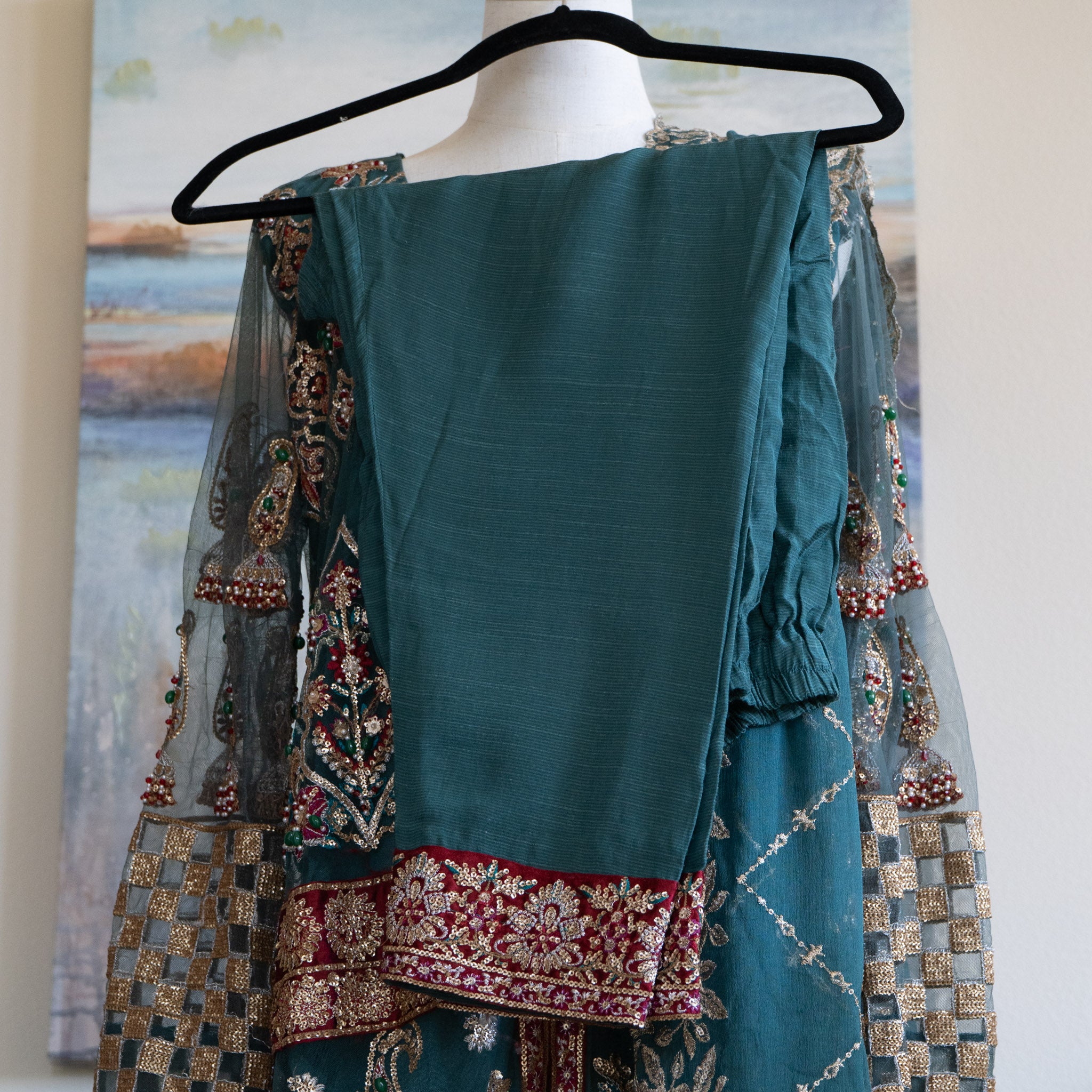 Crimson X Saira Shakira Teal Wedding Collection - Size Large