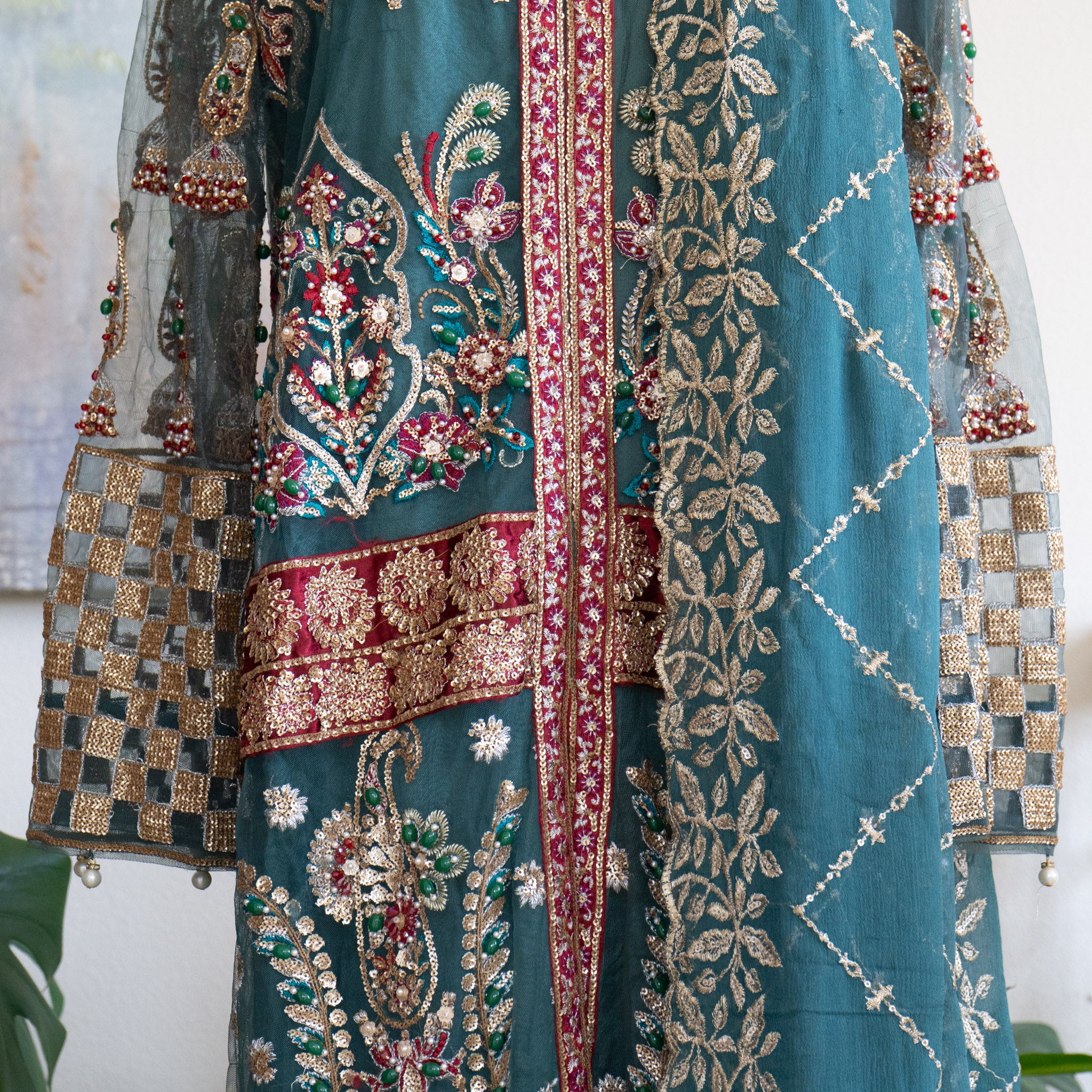 Crimson X Saira Shakira Teal Wedding Collection - Size Large