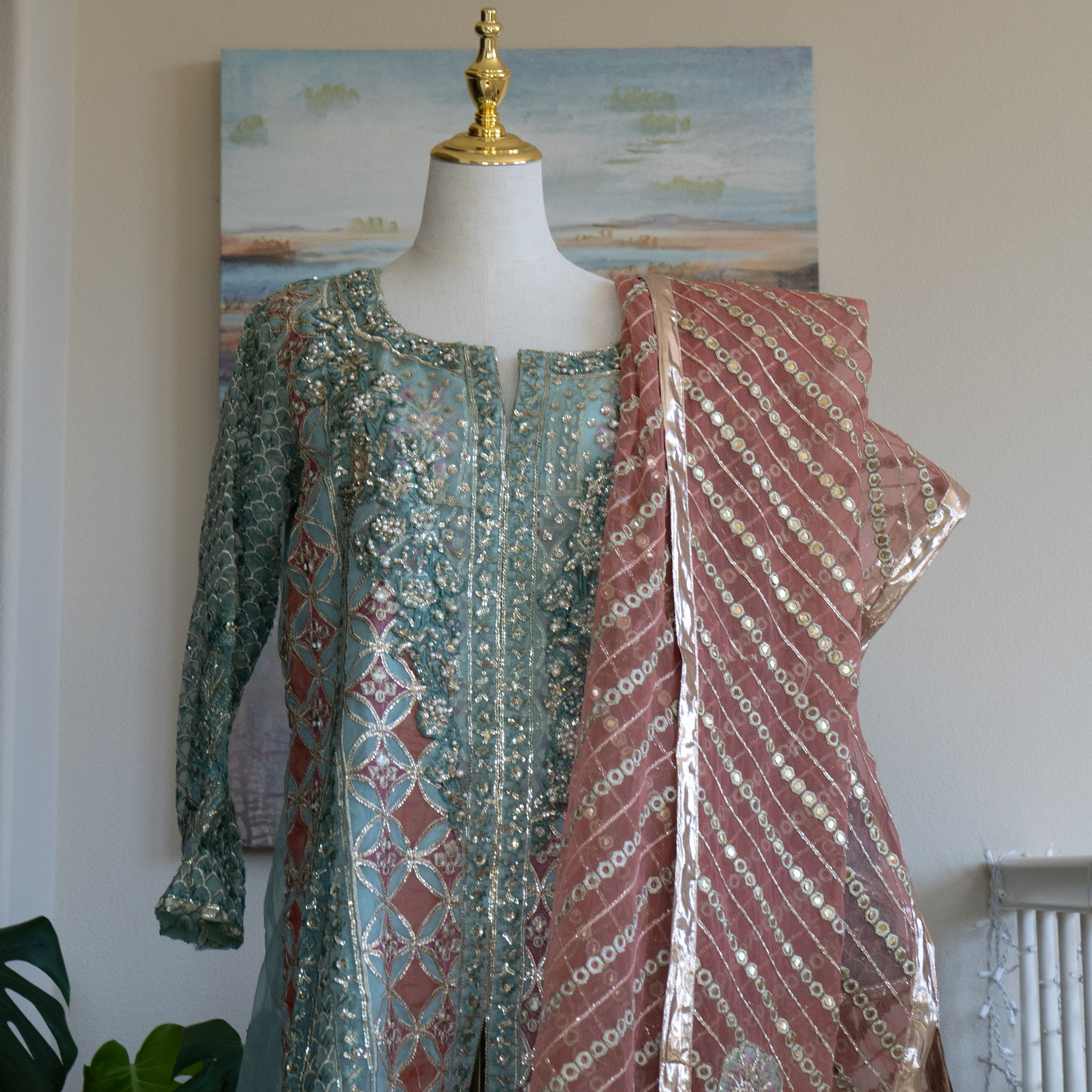 Crimson X Saira Shakira Aqua Wedding Collection - Size Large