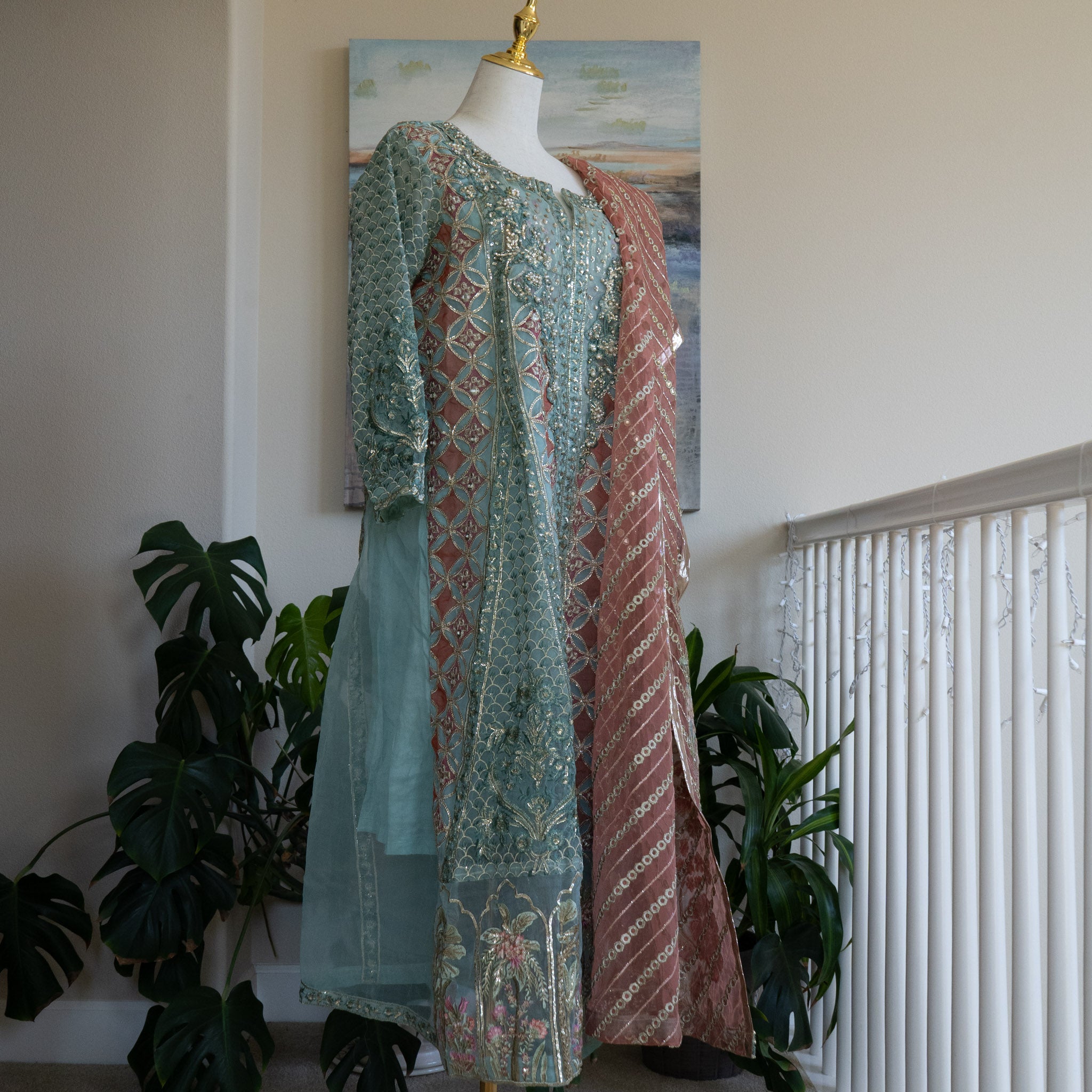 Crimson X Saira Shakira Aqua Wedding Collection - Size Large