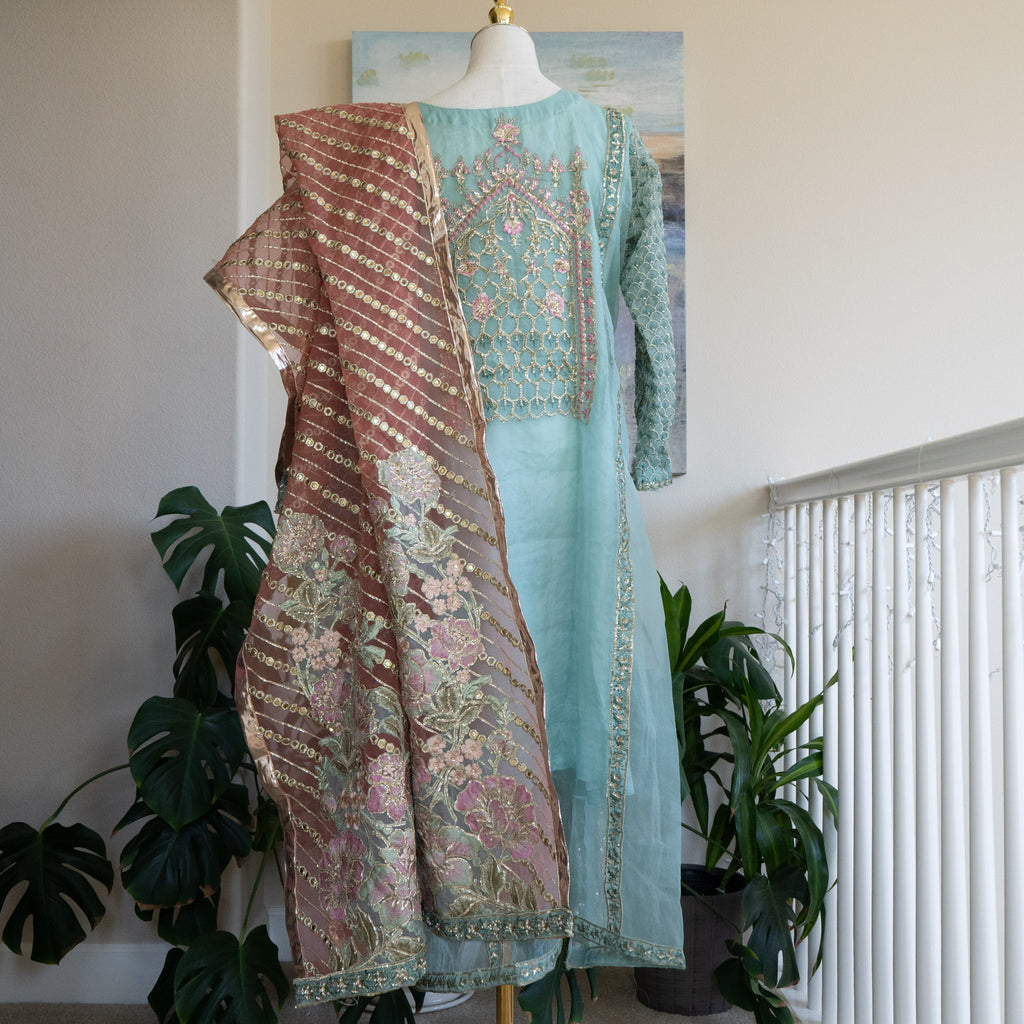 Crimson X Saira Shakira Aqua Wedding Collection - Size Large