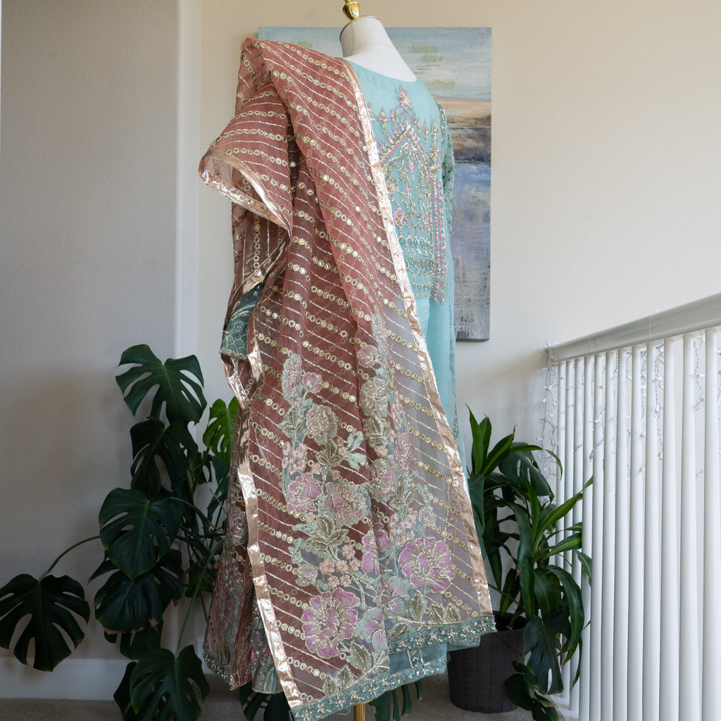Crimson X Saira Shakira Aqua Wedding Collection - Size Large