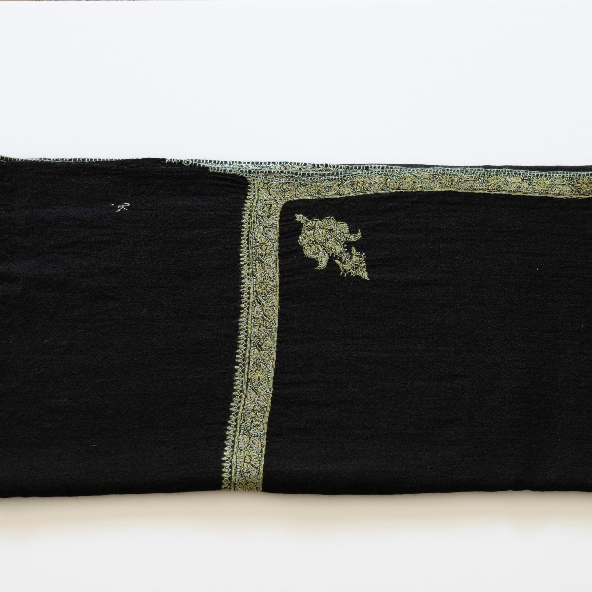Black with Green 100% Pure Pashmina Shawl