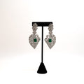 Silver Earrings with Semi Precious Emerald & Zircons