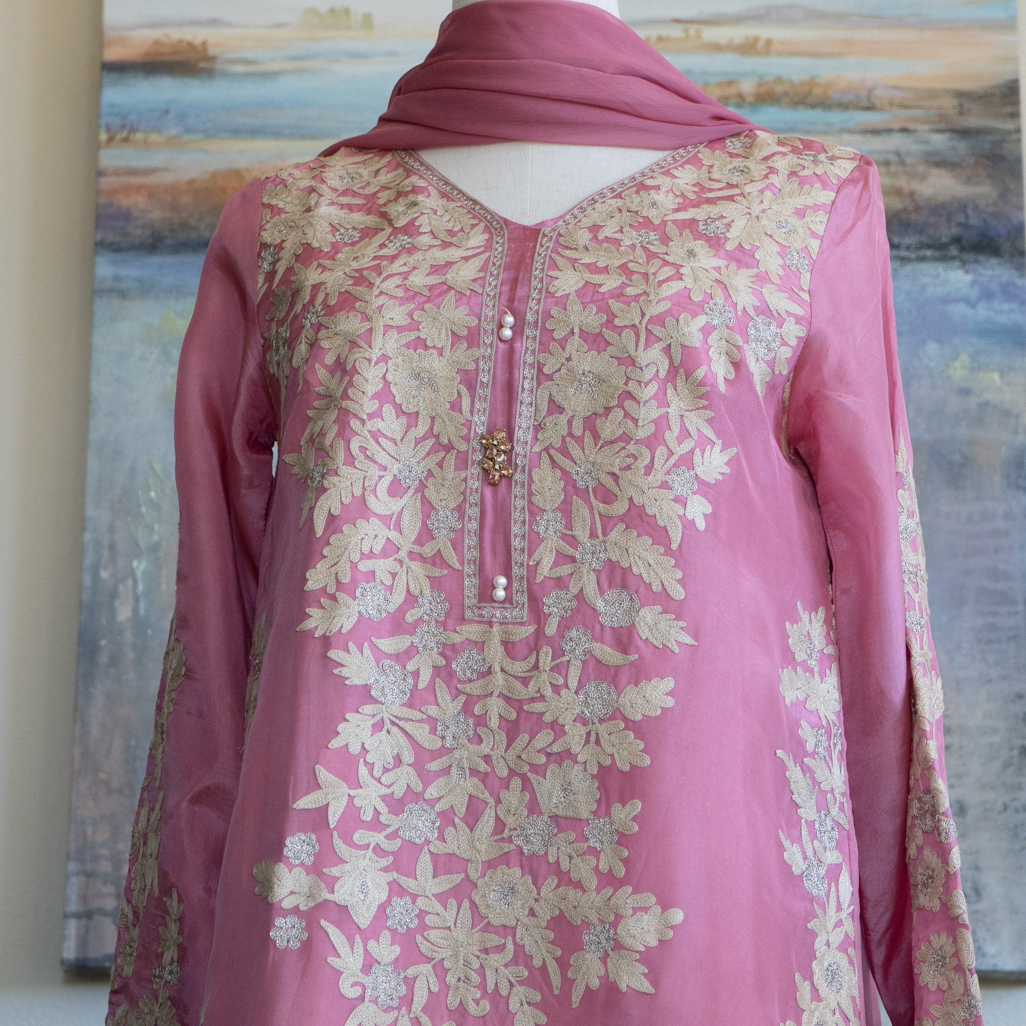 Vintage Brand Outfit - Shehwar w/ Laced-up Chiffon Dupatta - Size Small